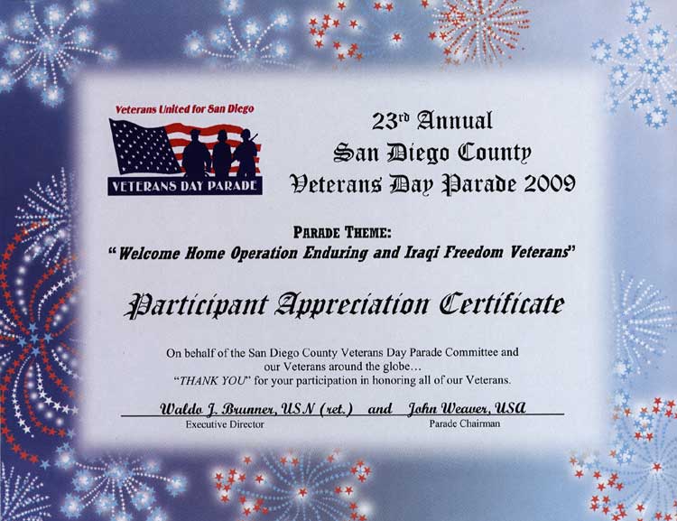 2009 Veterans Day Parade participation